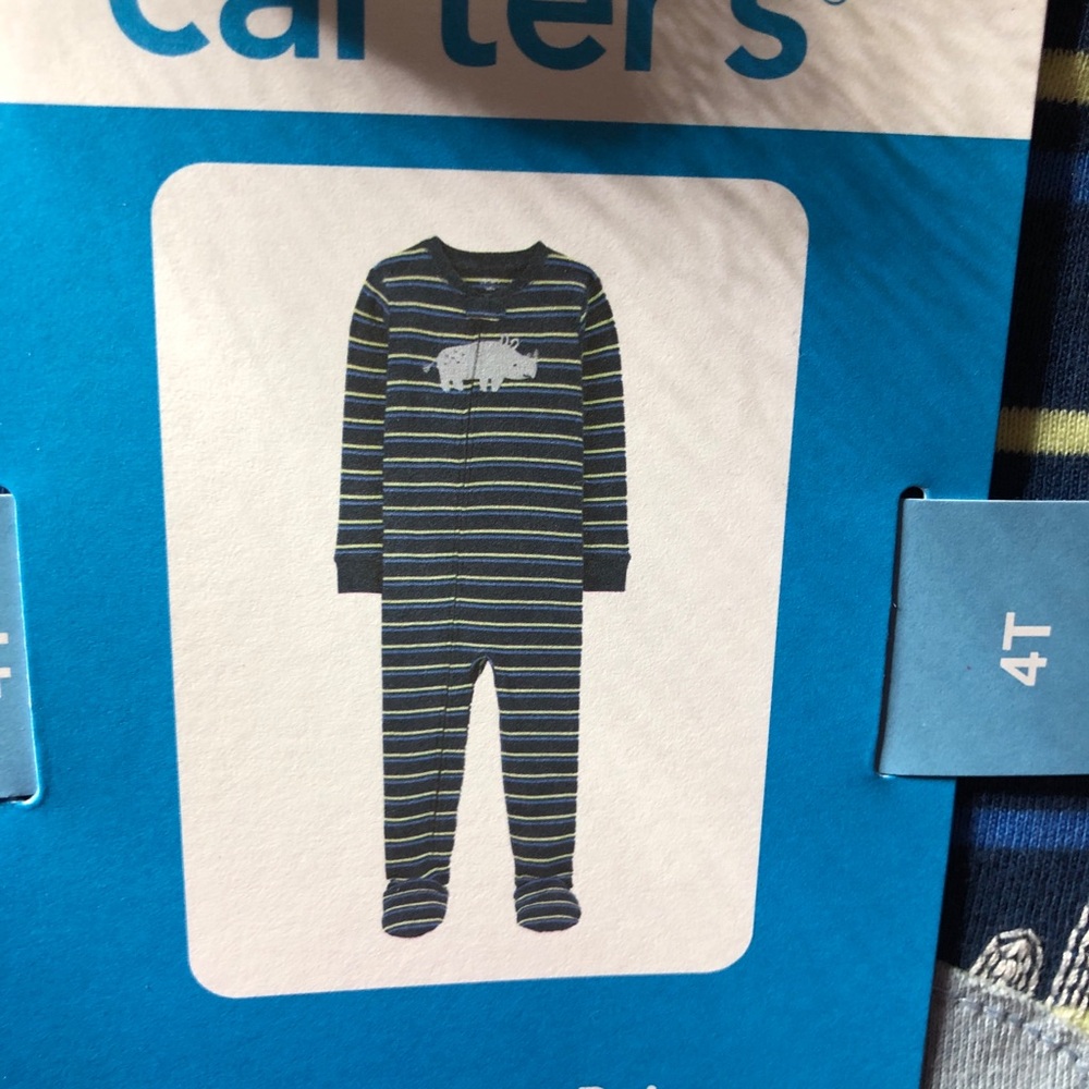 Carter's Navy and Green Striped Pajama Set - Picture 3 of 8